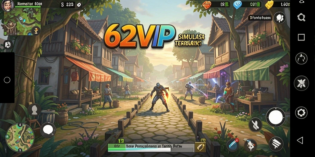 Screenshot gameplay 62VIP menampilkan dunia simulasi yang penuh warna.