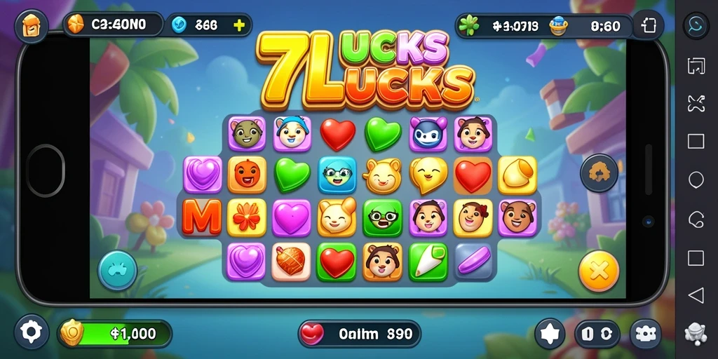 Screenshot gameplay Match-3 yang penuh warna dan seru.