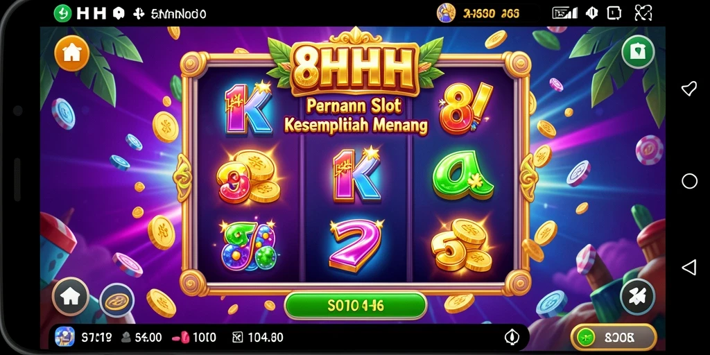 Screenshot gameplay 8HHH menampilkan momen mendebarkan saat memutar slot.