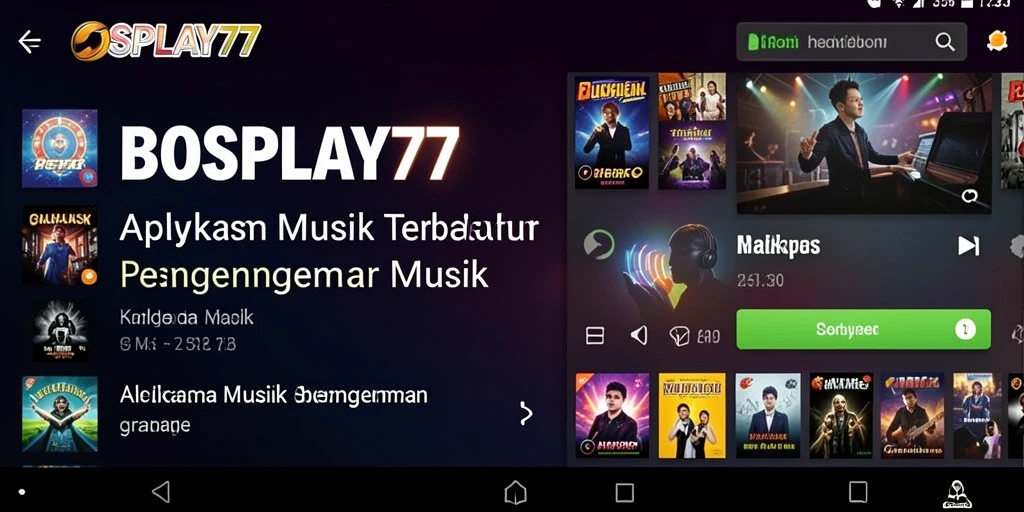Tampilan utama BOSPLAY77 dengan pilihan lagu yang beragam.