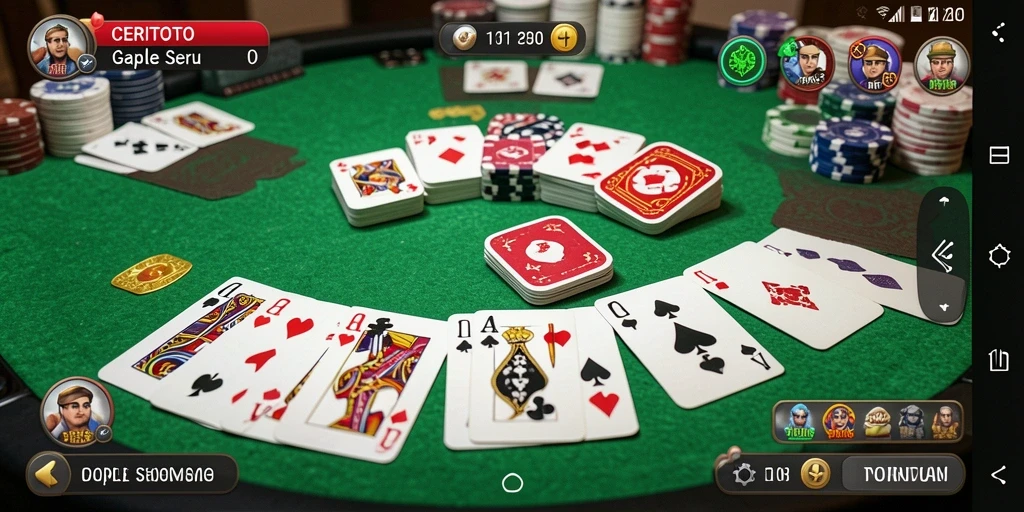 Tampilan layar CERITOTO dengan gameplay Gaple yang menarik.