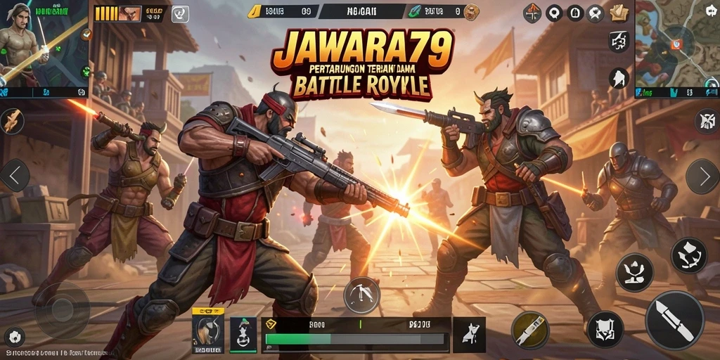 Tampilan intens pertempuran di JAWARA79 dengan aksi Battle Royale yang seru.