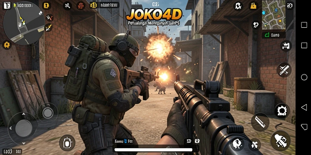 Screenshot JOKO4D menampilkan aksi menegangkan dalam gameplay TPS.
