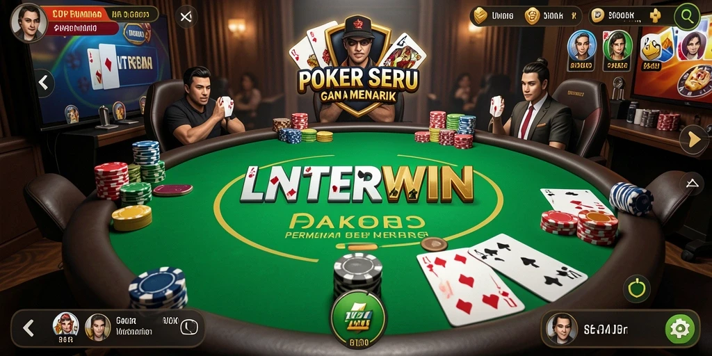 Screenshot gameplay LNTERWIN menampilkan aksi seru permainan Poker.