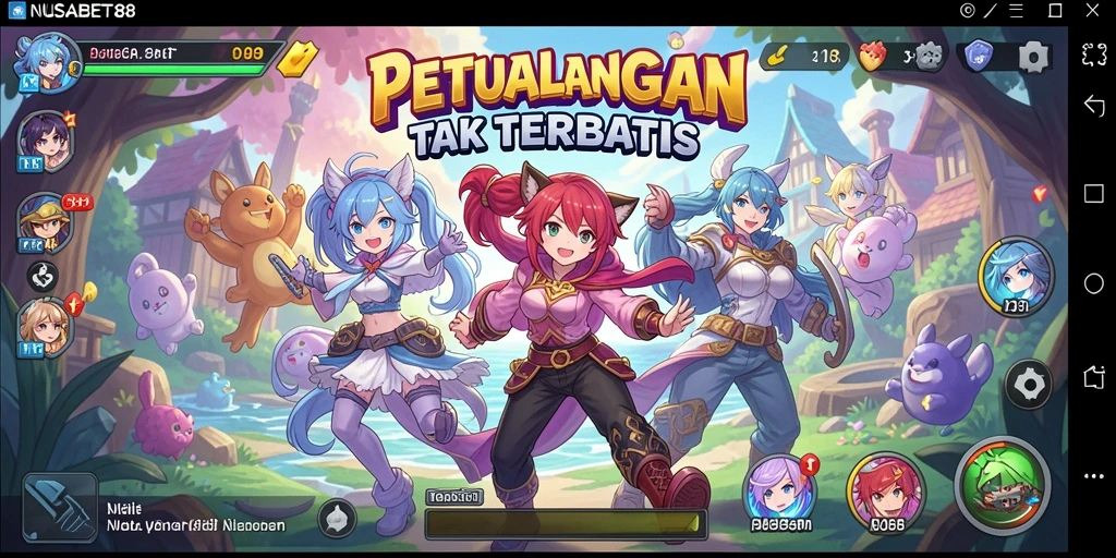 Skrinsut gameplay NUSABET88 menampilkan aksi seru karakter Anime.