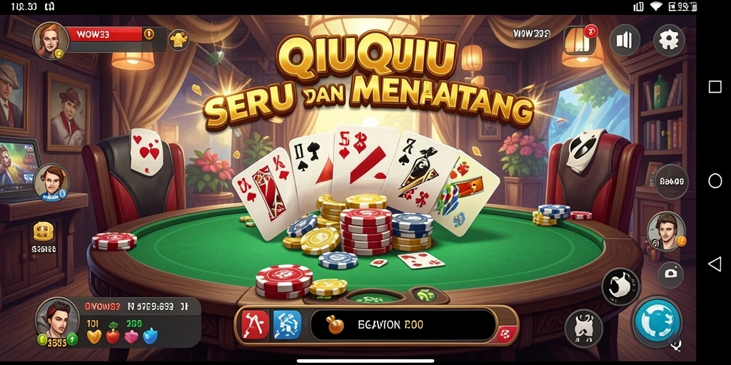 Screenshot gameplay WOW33 yang menampilkan suasana seru permainan QiuQiu.